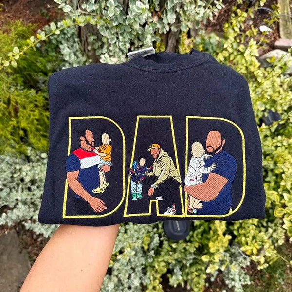 Custom Family Embroidered Portrait Sweatshirt – A Unique and Heartwarming Gift for Papa, Dad or Mama