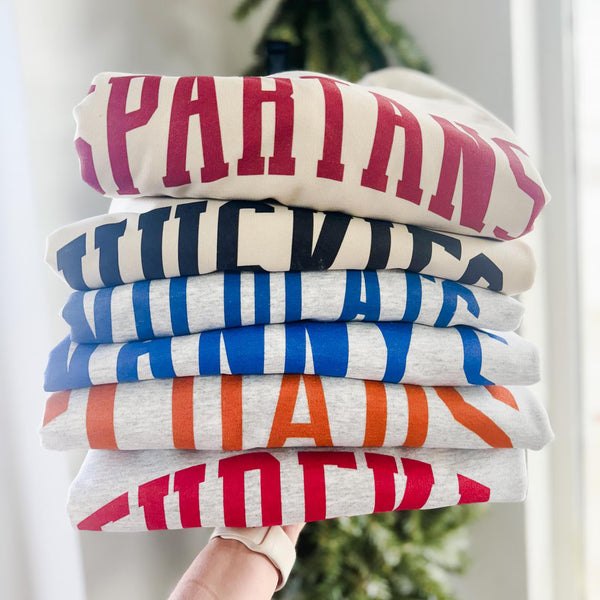 Custom School Mascot Sweatshirt, School Spirit Crewneck, Varsity Letter Sweatshirt