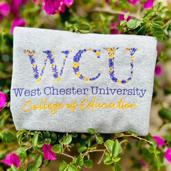 Floral Embroidered College Sweatshirt - Personalized Sorority Crewneck & Graduation Gift