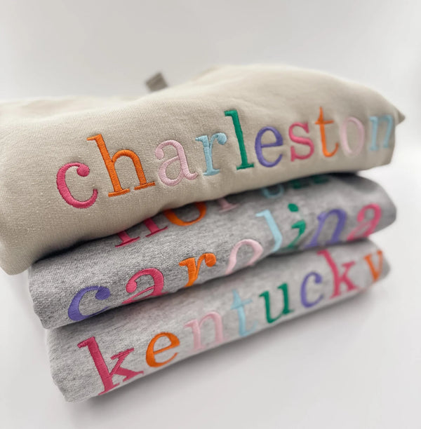Game Day Custom Multicolor Embroidered Sweatshirt, Colorful Embroidered Team/School/Mascot Sweatshirt