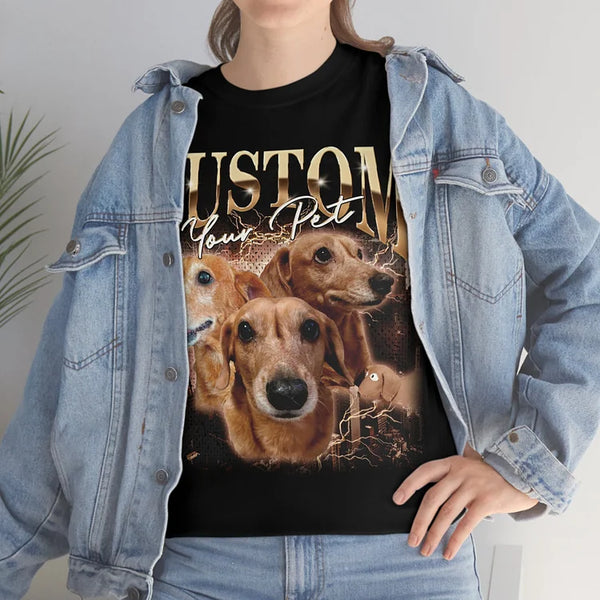 Custom Photo Vintage Tee - Personalized Printing Vintage Hip Hop Vintage Pet Sweatshirt - Gift for Pet Lovers