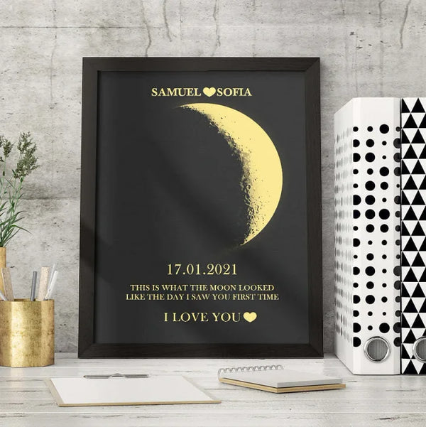 Custom Couple Art Frame/Real Moon Phase - For Memory Gift