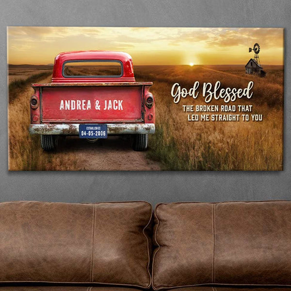 [Online Preview]Custom Vintage Truck Farmhouse Canvas Gift