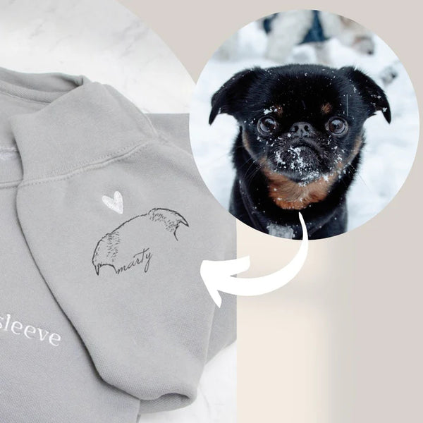 Personalized I Wear My Heart on My Sleeve Embroidered Pet Ears Sweatshirt Hoodie Gifts for Dog Lover