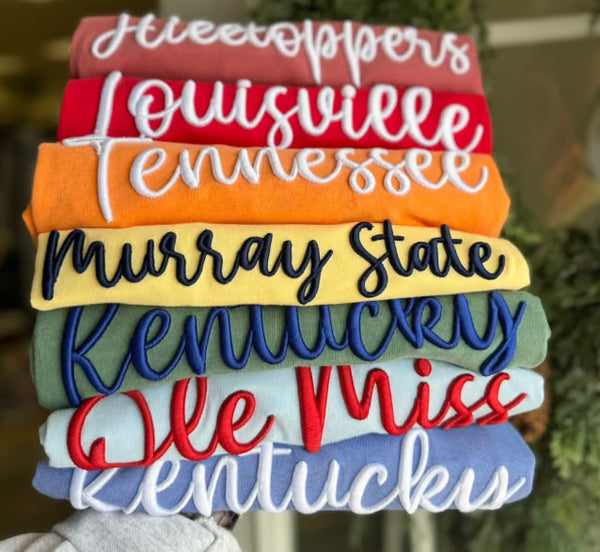 Game Day Custom 3D Puff Embroidery Word Name Sweatshirt/T-Shirt
