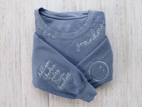 CUSTOM EMBROIDERED CREW + Custom Embroidered Crew Neck Name Sweatshirt,