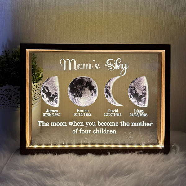 Led Light Frame With Real Moon Phase- Mom's universe
