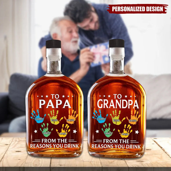To My First And Forever Hero - Family Personalized Custom Whiskey Bottle - Father's Day, Gift For Dad, Grandpa