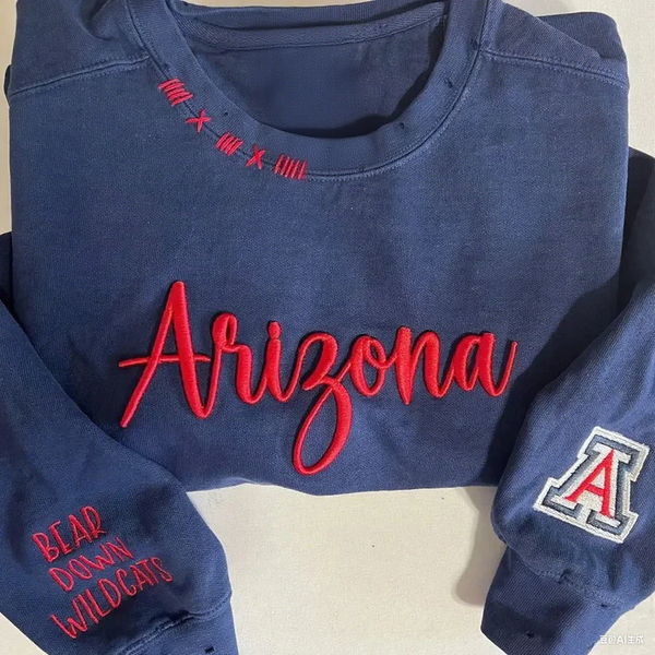 VINTAGE 3D Embroidery Unisex Hand Distressed Crew