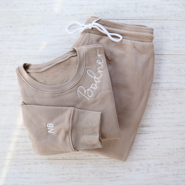 CUSTOM EMBROIDERED SWEATSUIT + Custom Embroidered Crew Neck Sweatshirt and Sweatpants Set