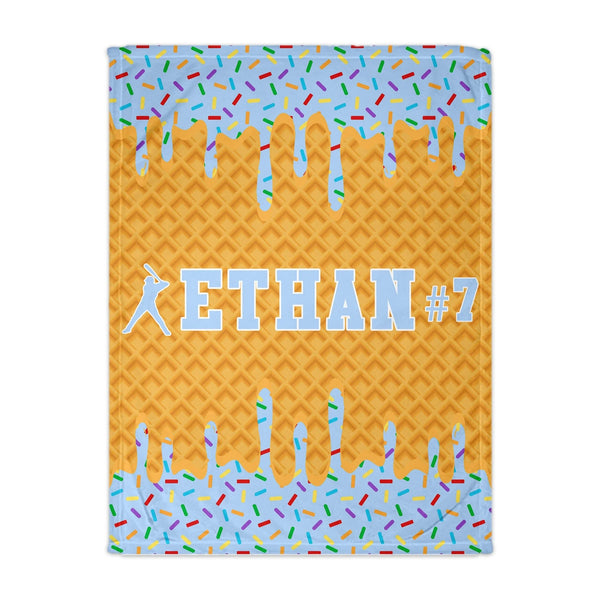 Ice Cream Drip Baseball Personalized Throw Blanket,Game Day Blanket⚾️⚽️🏈