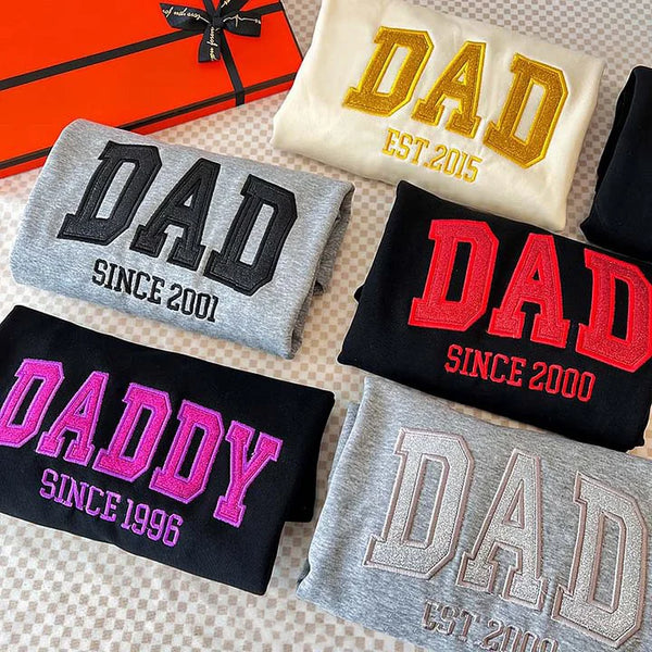 Custom Embroidered Glitter Vinyl DAD T-shirt&Sweatshirt,Gift For Dad & Grandpa