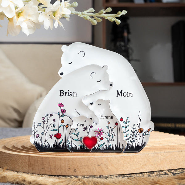 Hugging Bear Family Floral Version - Acrylic Bear Family Puzzle - Family Gift,Mother's Day Gift