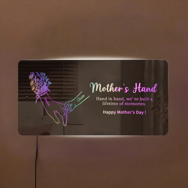 Hand in Hand Personalized Mom and Kids Personalized Mirror Light - Creative Mother's Day Gift