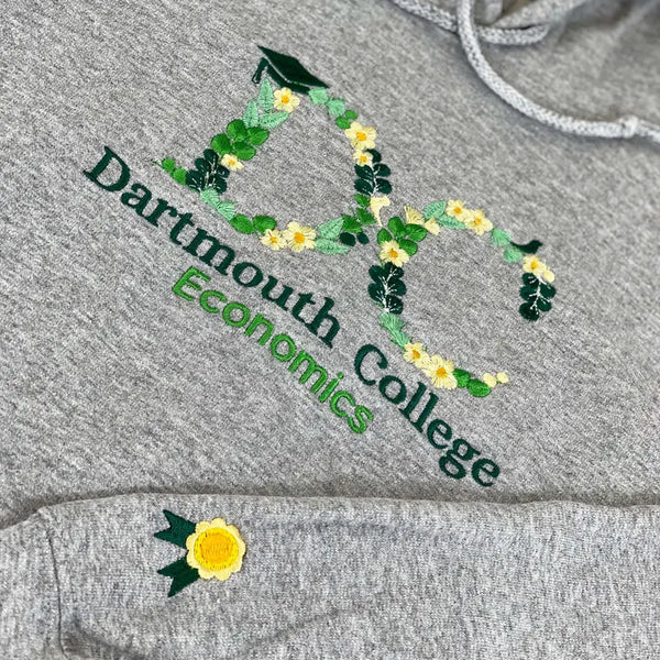 Floral Letter Embroidered Sweatshirt, Custom College Floral Sweatshirt, High School Shirt, Floral Letter Hoodie for Friends