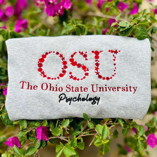 Custom Floral Embroidered College Sweatshirt – Greek Letter Crewneck, Personalized Graduation Gift, University Spirit Apparel,Back to School