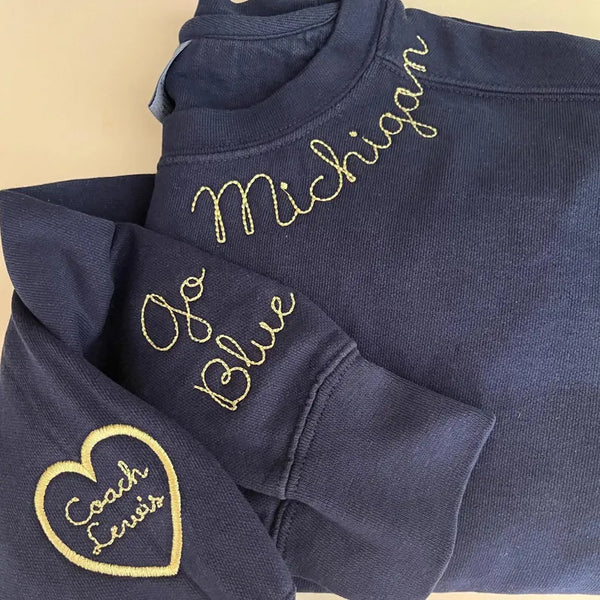 Custom High school Mascot Embroidered Sweatshirt, Comfort Colors Embroidered Collar, Football Fan Pullover, Gift for Back To School