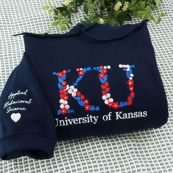 Custom Floral College Embroidered Sorority Sweatshirt - Personalized College Life Apparel for Sisters - Back To School Gift
